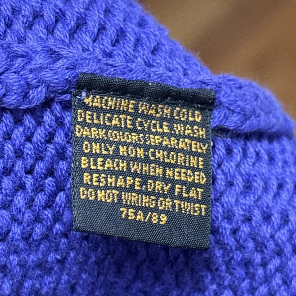 Vintage Eddie Bauer Sweater Men Large ColorBlock Crewneck Purple 80s Heavyweight - Picture 9 of 9